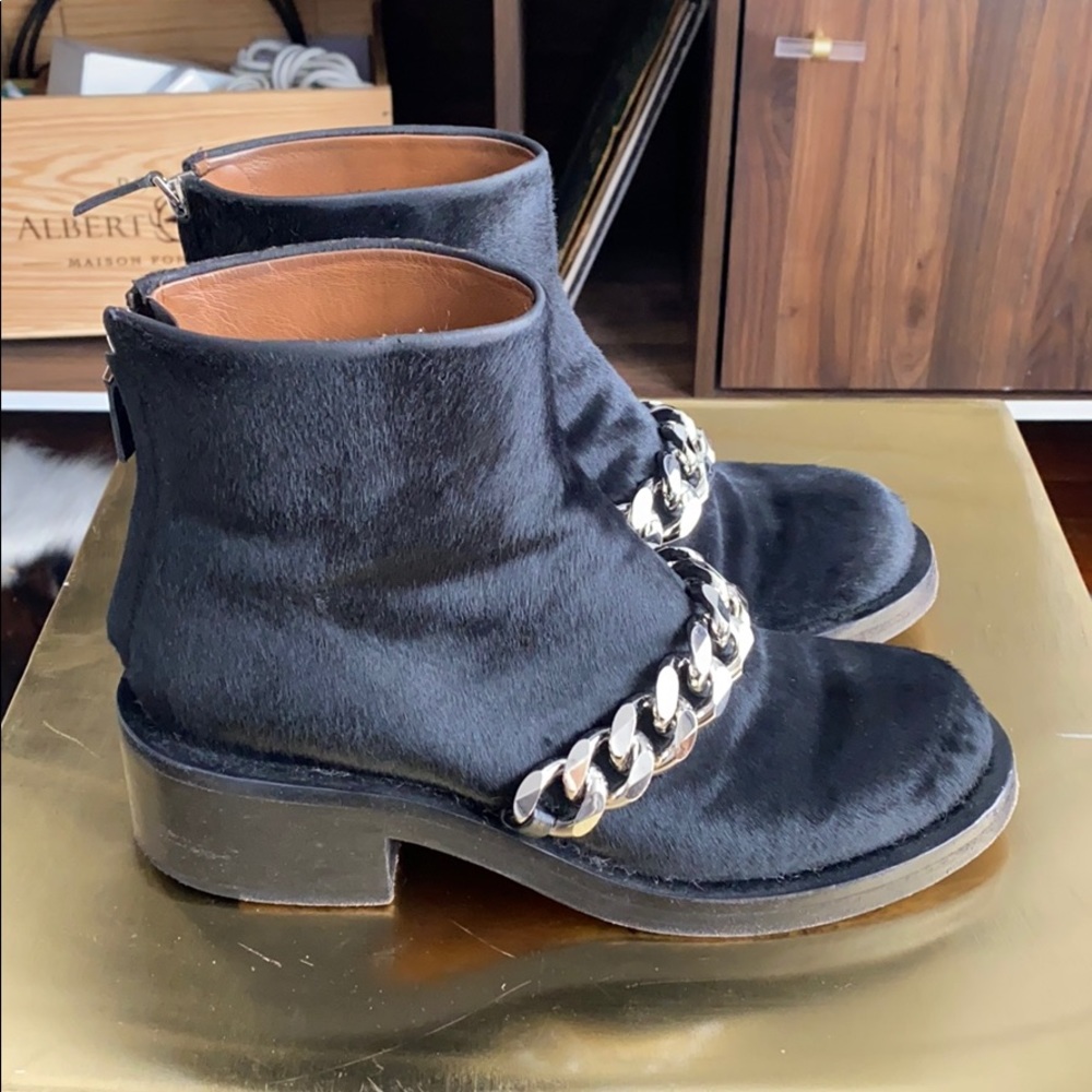 Givenchy calf hair bottine chain boot